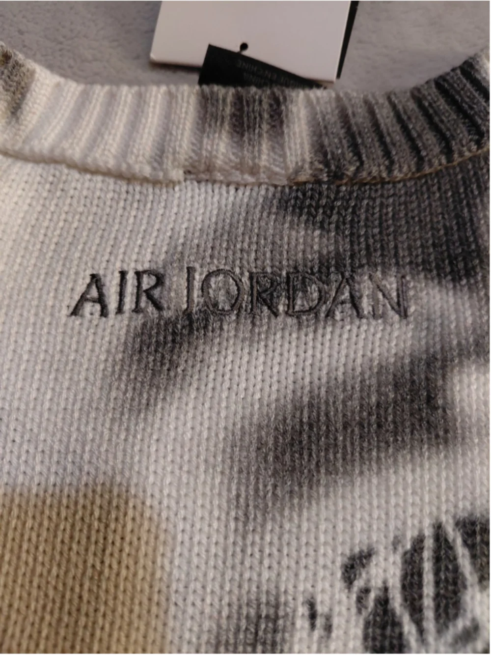 Air Jordan Print Nike Sweater Knit Mens Gray Loose Fit Distressed Size XL NWT - Picture 9 of 13
